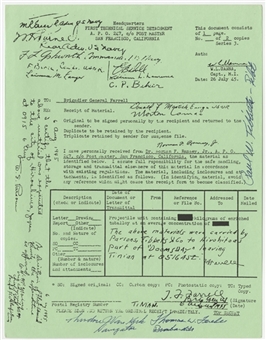 Enola Gay Crew Signed Atomic Bomb Projectile Receipt (Printed Copy) for the Bomb Dropped on Hiroshima (University Archives LOA)